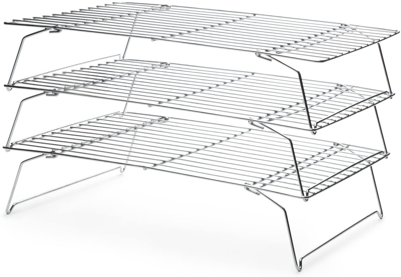Lot De 3 Grilles Pour Friteuse à Air Chaud - En Acier Inoxydable, Avec Pinces Anti-brûlure Et Pieds En Silicone, Empilables Pour Cuisson Uniforme