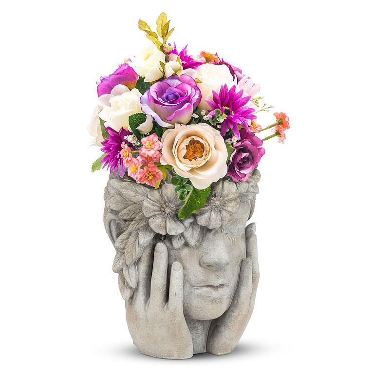 Cache-pot Femme avec un halo de fleurs Abbott