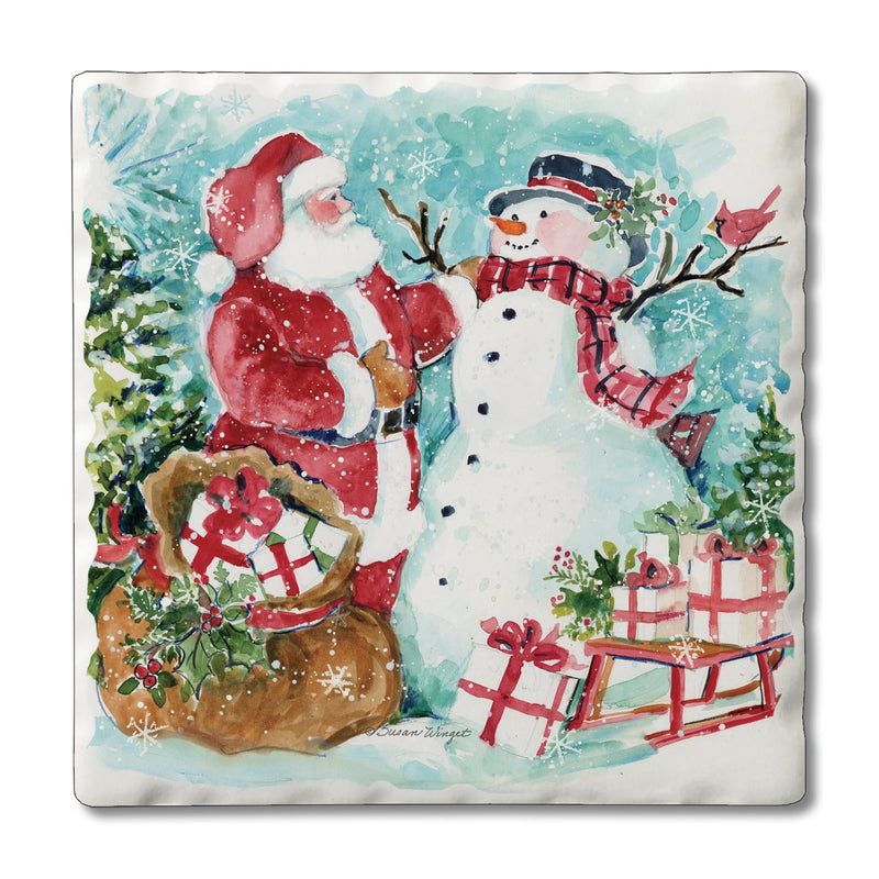 Sous-verre Père Noël & Bonhomme de neige Candym
