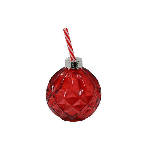 Verre Boule de Noël en forme de diamant rouge Nostalgia