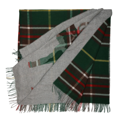 Couverture tartan vert avec orignal Fraas