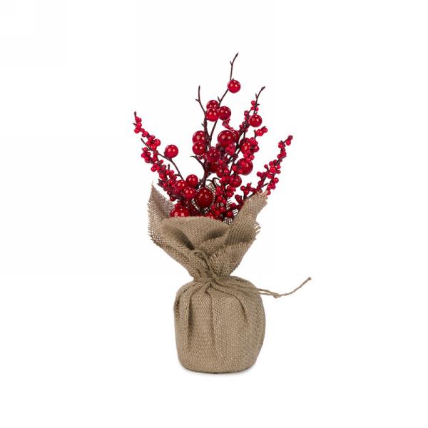 Baies rouges enveloppées de jute Attitude import