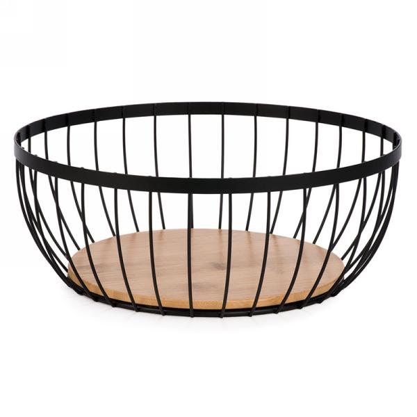 Panier rond en métal et en bois grand Atitudes import