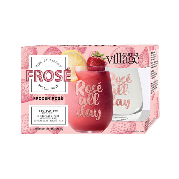 Ensemble de 2 verres et mélange Frosé aux fraises Gourmet du village