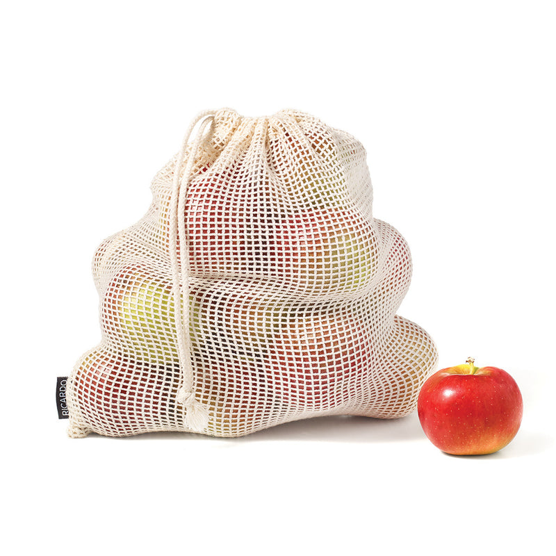 Ensemble de 4 sacs réutilisables pour fruits et légumes en coton Ricardo